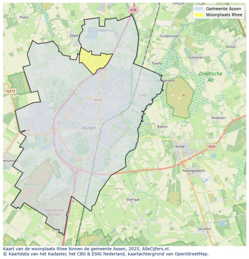 Afbeelding van de woonplaats Rhee op de kaart.
