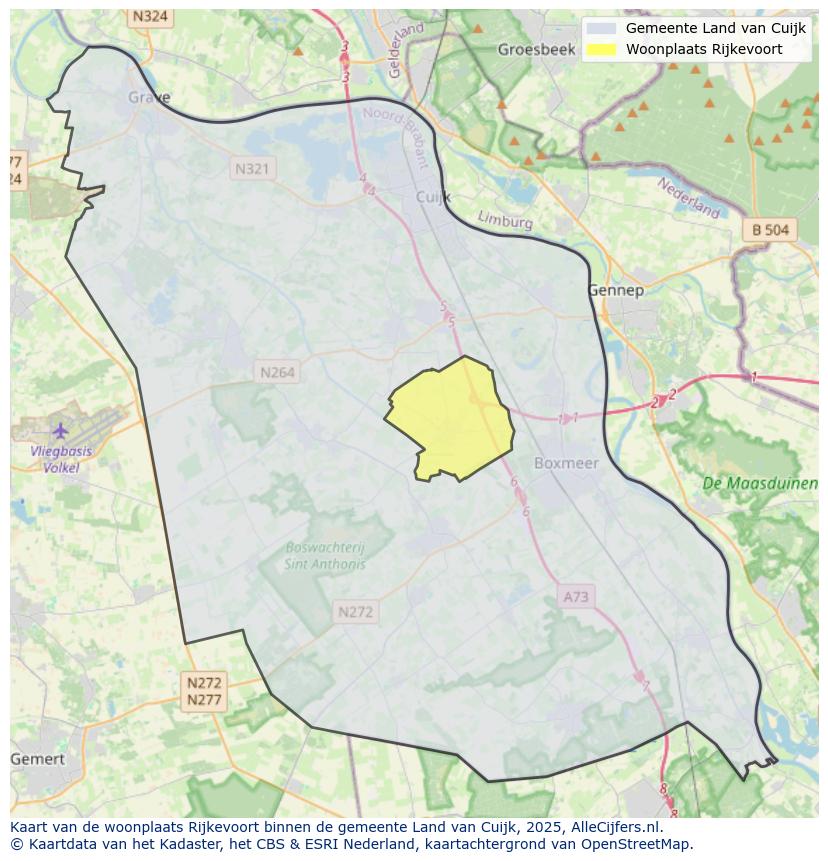 Afbeelding van de woonplaats Rijkevoort op de kaart.