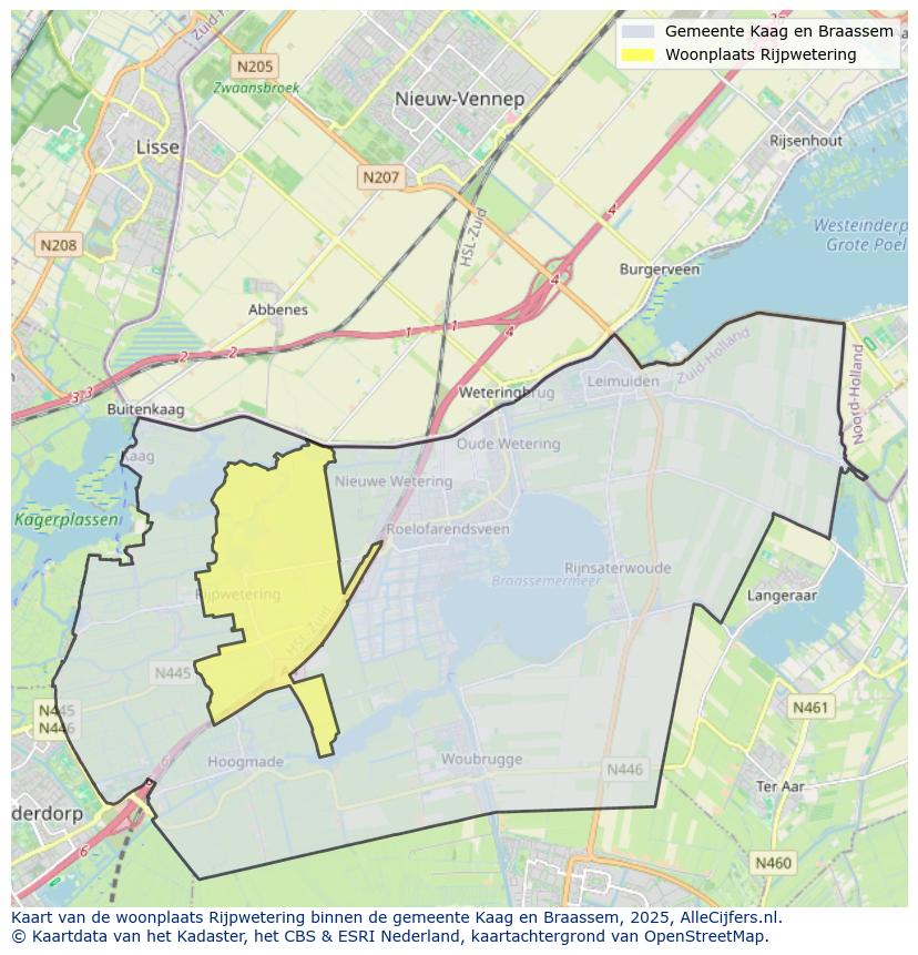 Afbeelding van de woonplaats Rijpwetering op de kaart.