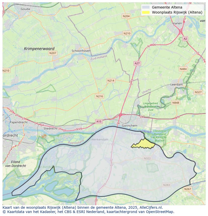 Afbeelding van de woonplaats Rijswijk op de kaart.