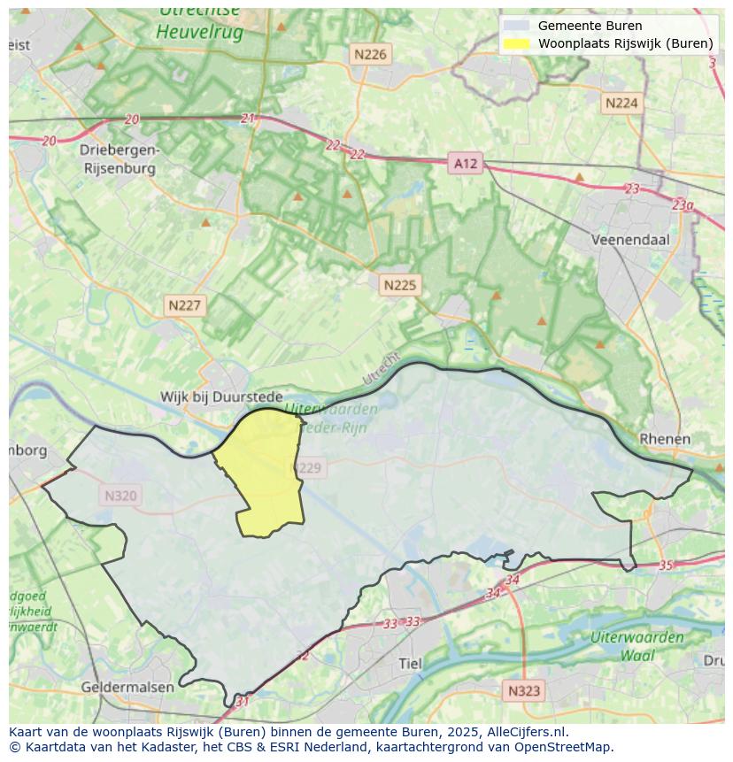 Afbeelding van de woonplaats Rijswijk op de kaart.