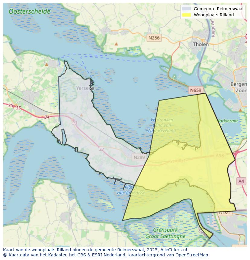 Afbeelding van de woonplaats Rilland op de kaart.