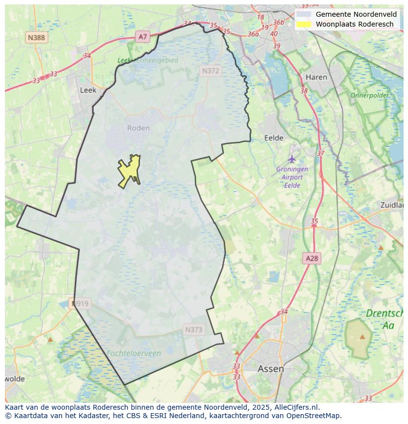Afbeelding van de woonplaats Roderesch op de kaart.