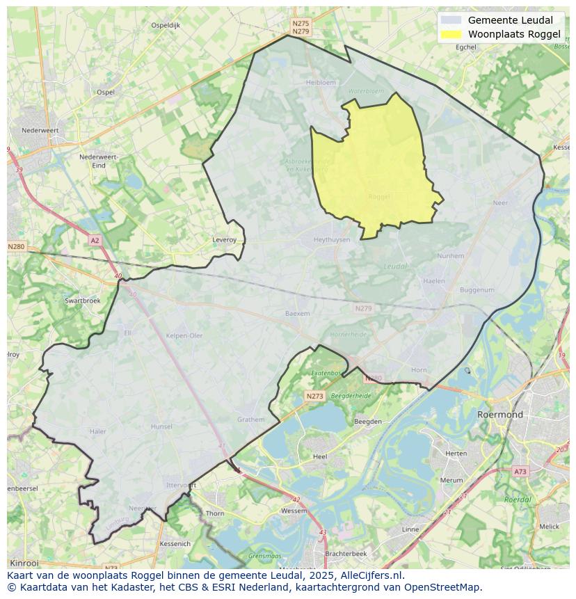 Afbeelding van de woonplaats Roggel op de kaart.