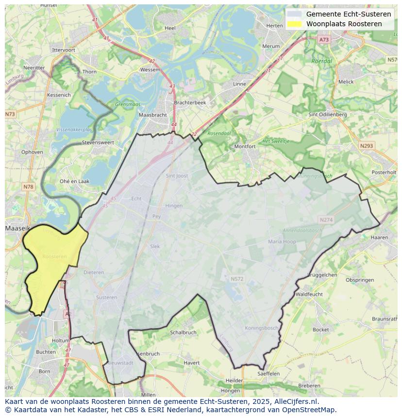 Afbeelding van de woonplaats Roosteren op de kaart.