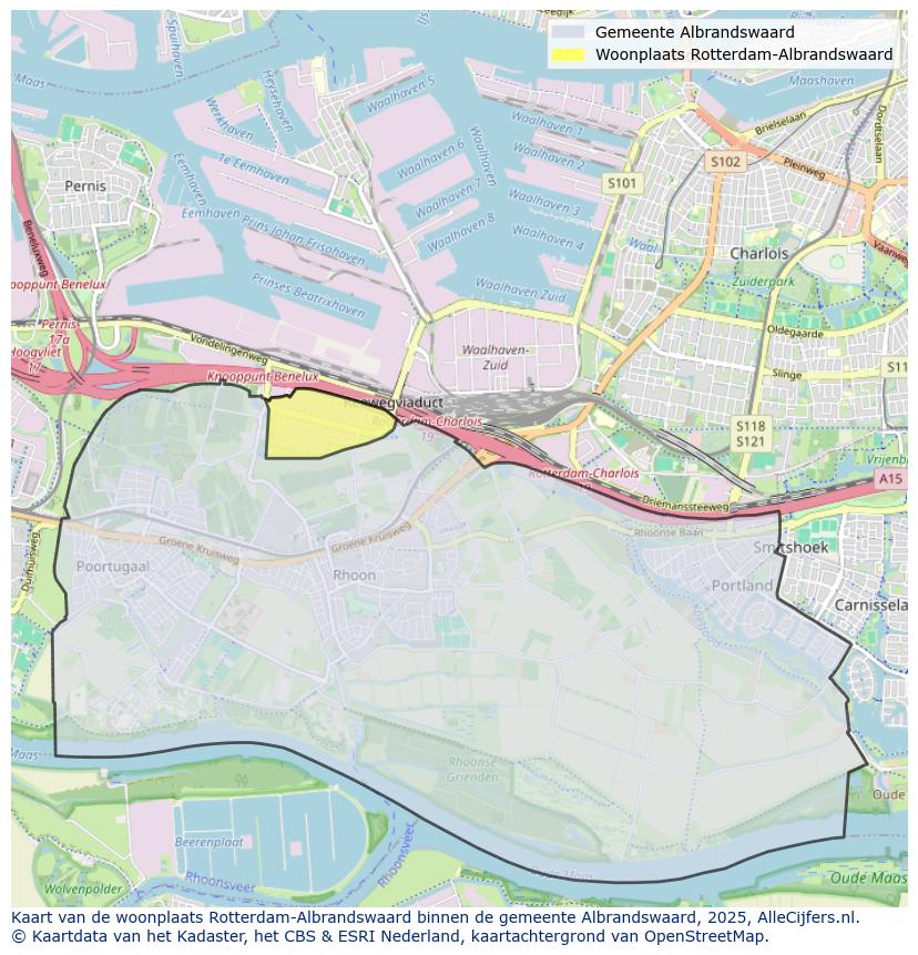 Afbeelding van de woonplaats Rotterdam-Albrandswaard op de kaart.