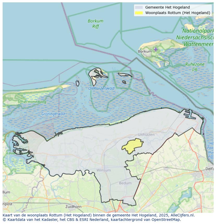 Afbeelding van de woonplaats Rottum op de kaart.