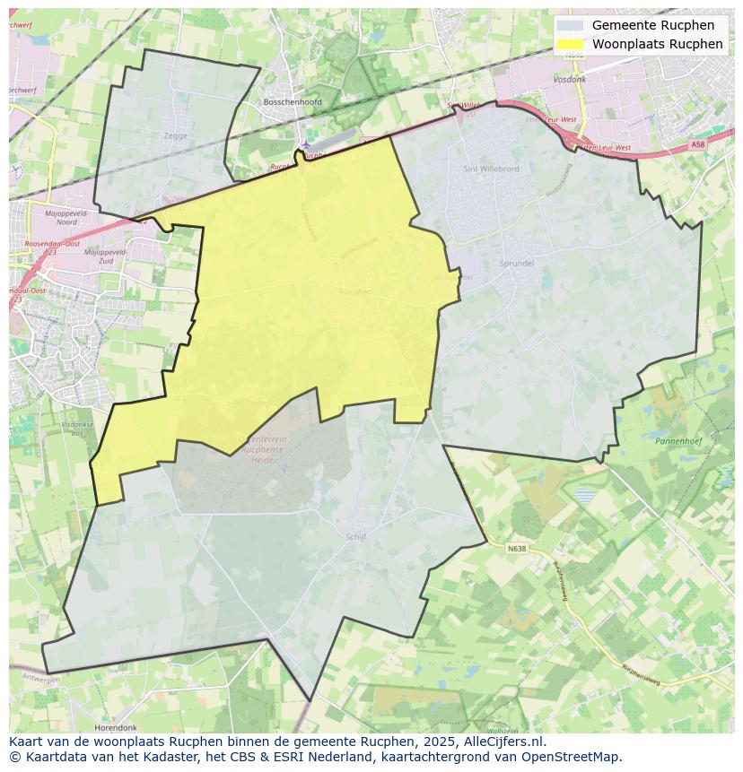 Afbeelding van de woonplaats Rucphen op de kaart.