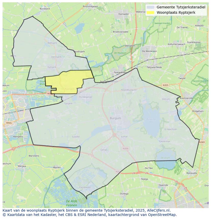 Afbeelding van de woonplaats Ryptsjerk op de kaart.