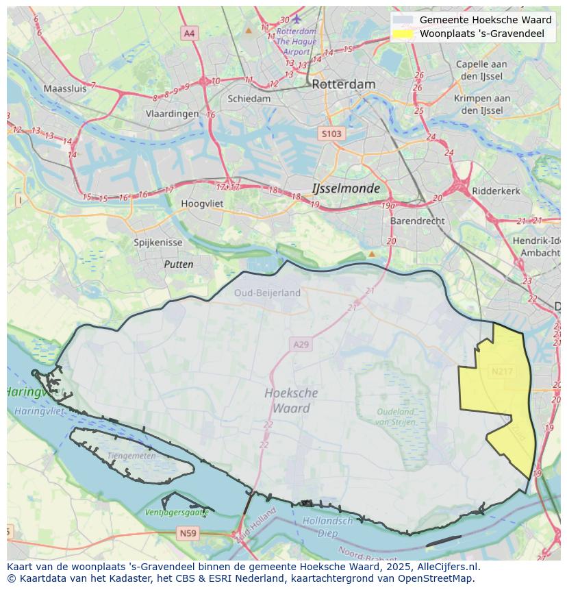 Afbeelding van de woonplaats ’s-Gravendeel op de kaart.