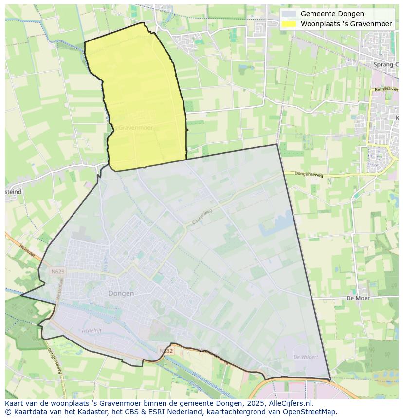 Afbeelding van de woonplaats ’s Gravenmoer op de kaart.