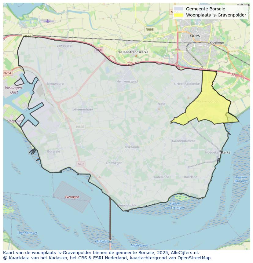 Afbeelding van de woonplaats ’s-Gravenpolder op de kaart.