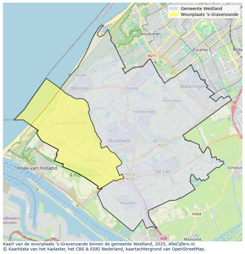 Afbeelding van de woonplaats ’s-Gravenzande op de kaart.