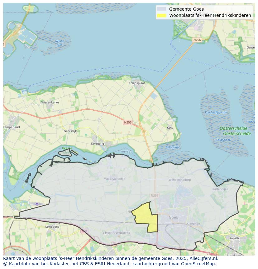 Afbeelding van de woonplaats ’s-Heer Hendrikskinderen op de kaart.