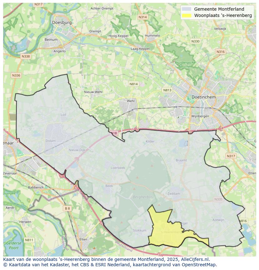 Afbeelding van de woonplaats ’s-Heerenberg op de kaart.