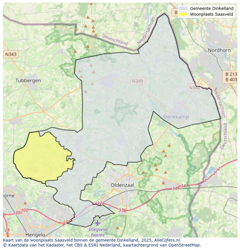 Afbeelding van de woonplaats Saasveld op de kaart.