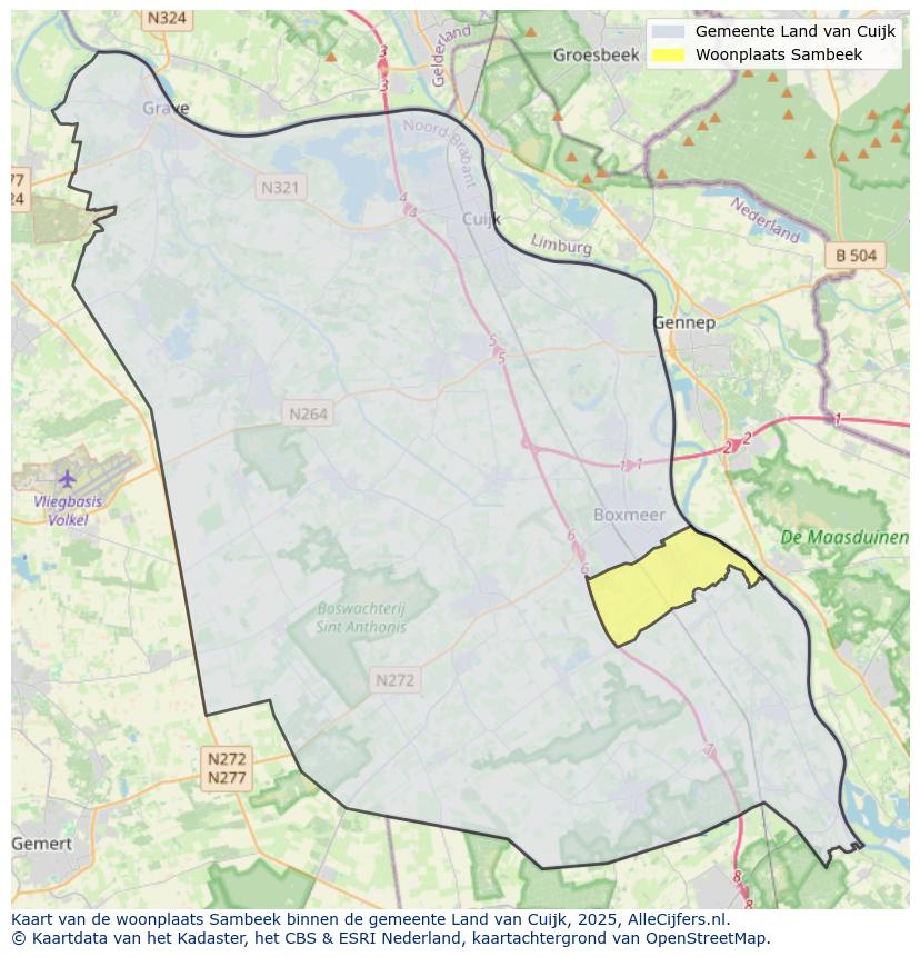 Afbeelding van de woonplaats Sambeek op de kaart.
