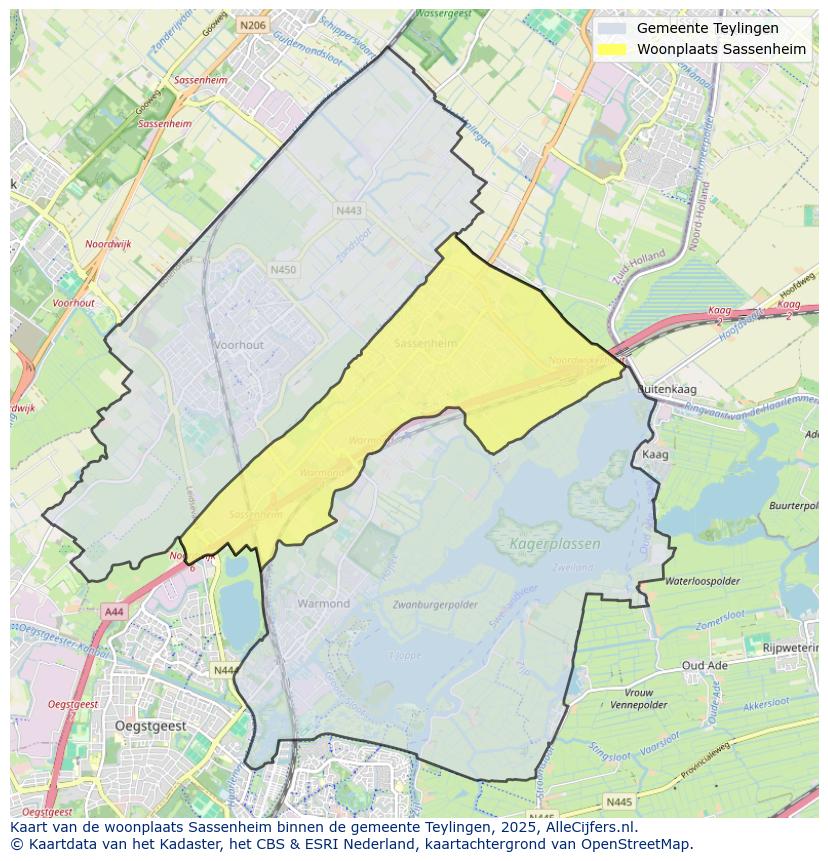 Afbeelding van de woonplaats Sassenheim op de kaart.