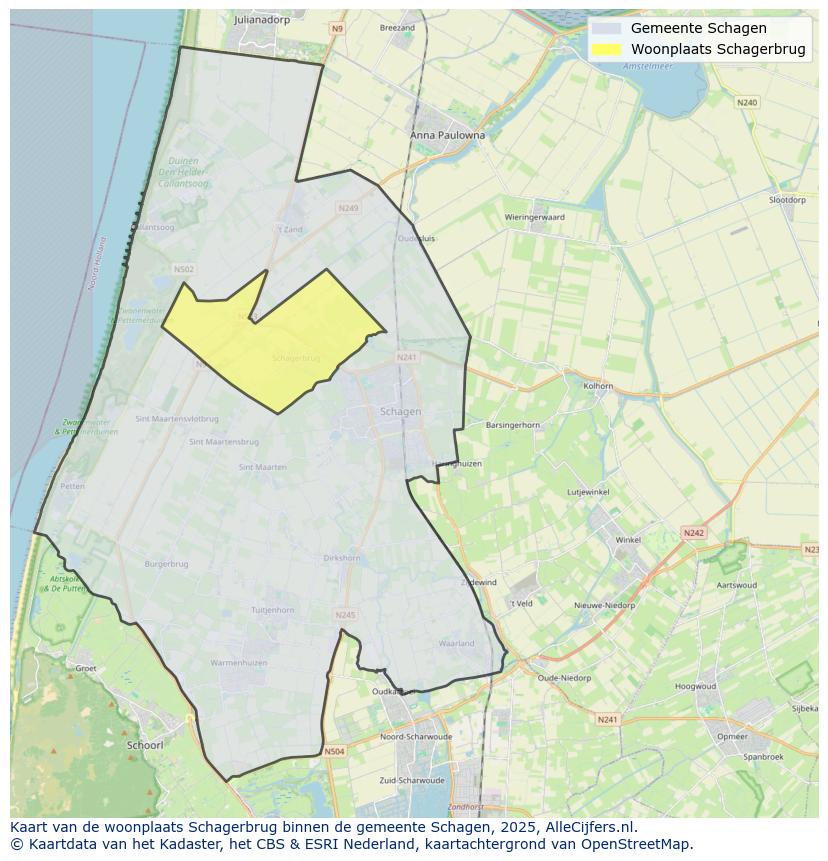 Afbeelding van de woonplaats Schagerbrug op de kaart.
