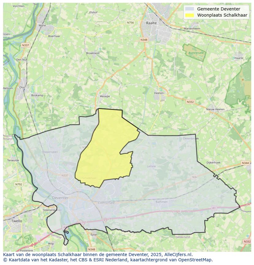 Afbeelding van de woonplaats Schalkhaar op de kaart.