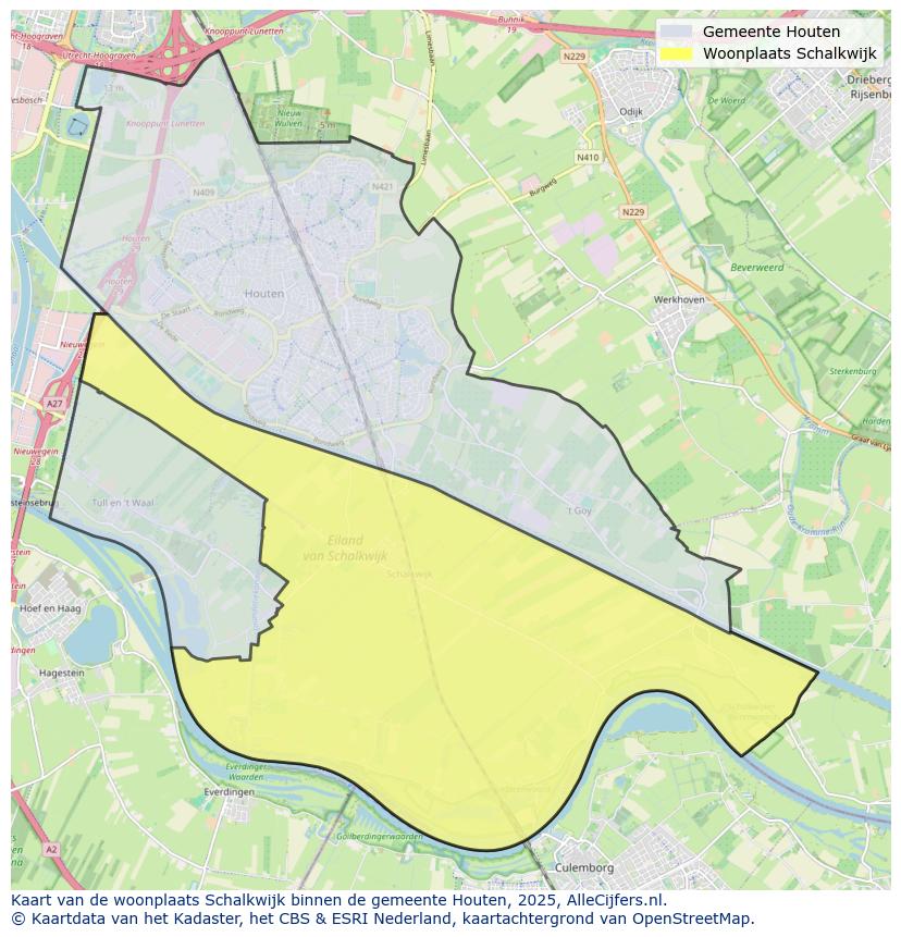 Afbeelding van de woonplaats Schalkwijk op de kaart.