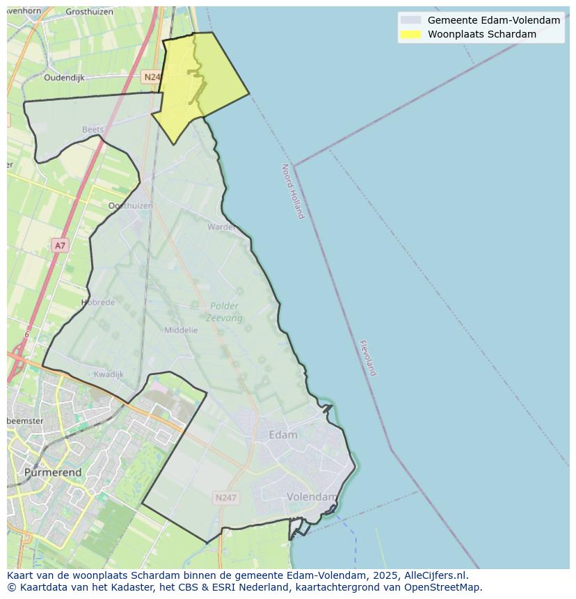 Afbeelding van de woonplaats Schardam op de kaart.
