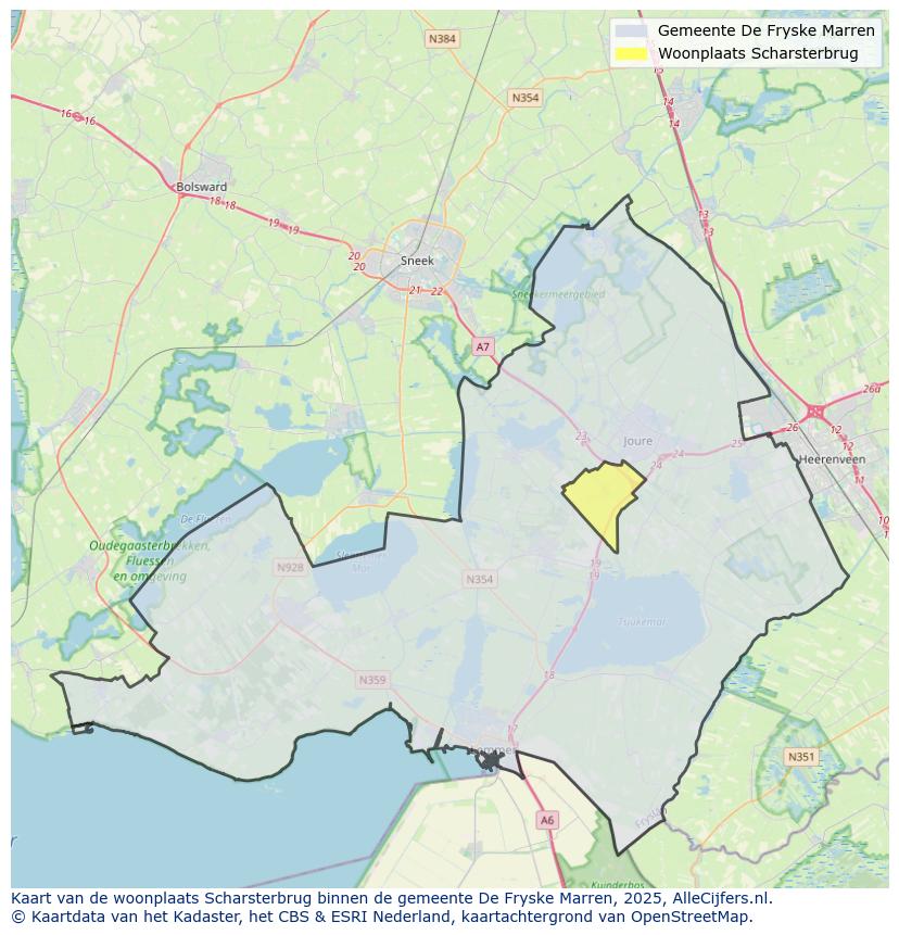 Afbeelding van de woonplaats Scharsterbrug op de kaart.