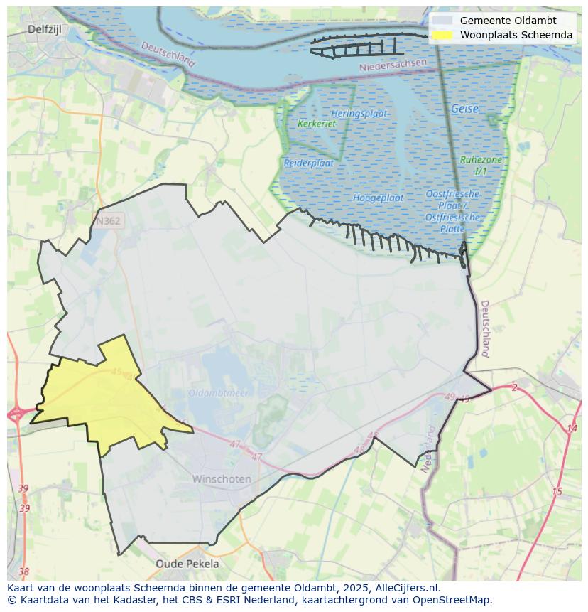 Afbeelding van de woonplaats Scheemda op de kaart.