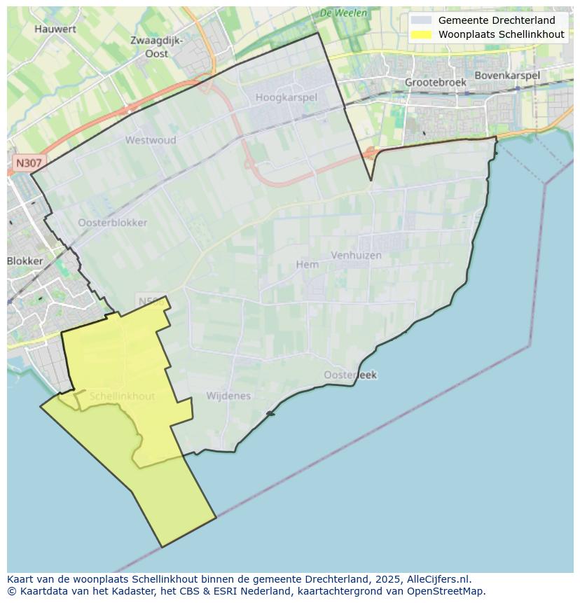 Afbeelding van de woonplaats Schellinkhout op de kaart.