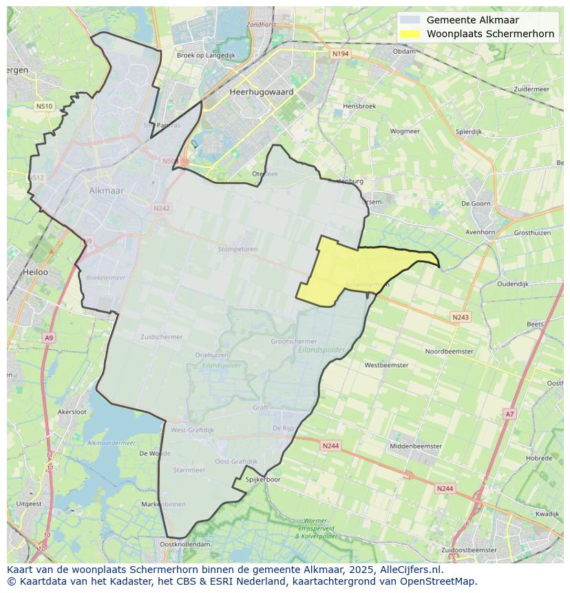 Afbeelding van de woonplaats Schermerhorn op de kaart.