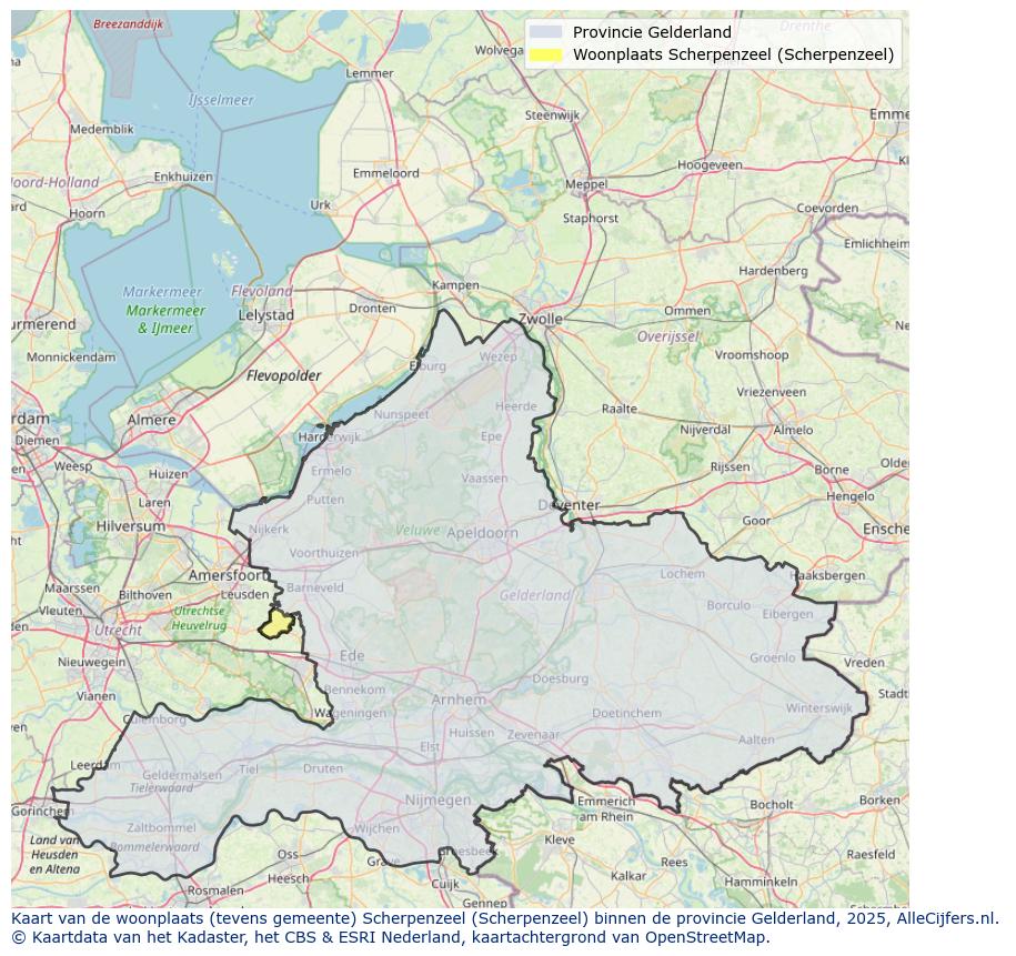 Afbeelding van de woonplaats Scherpenzeel op de kaart.