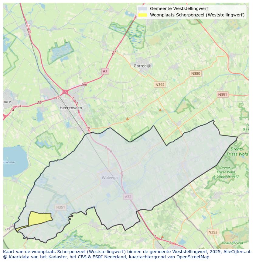 Afbeelding van de woonplaats Scherpenzeel op de kaart.