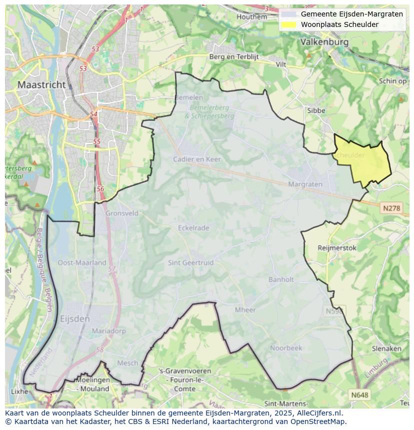 Afbeelding van de woonplaats Scheulder op de kaart.