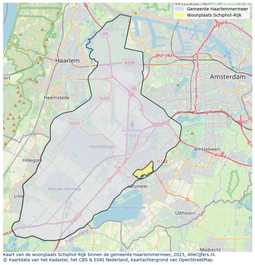 Afbeelding van de woonplaats Schiphol-Rijk op de kaart.
