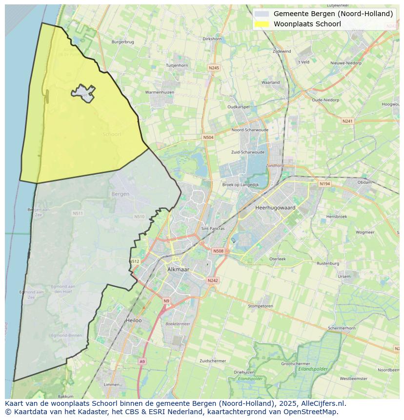 Afbeelding van de woonplaats Schoorl op de kaart.