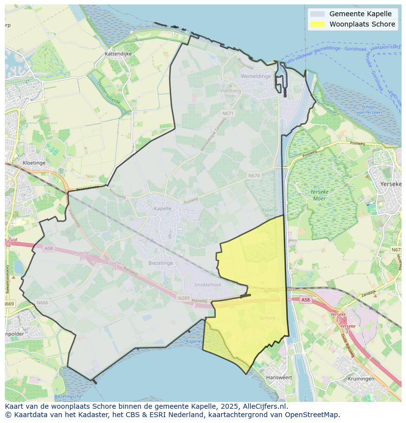 Afbeelding van de woonplaats Schore op de kaart.
