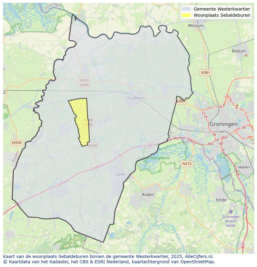 Afbeelding van de woonplaats Sebaldeburen op de kaart.