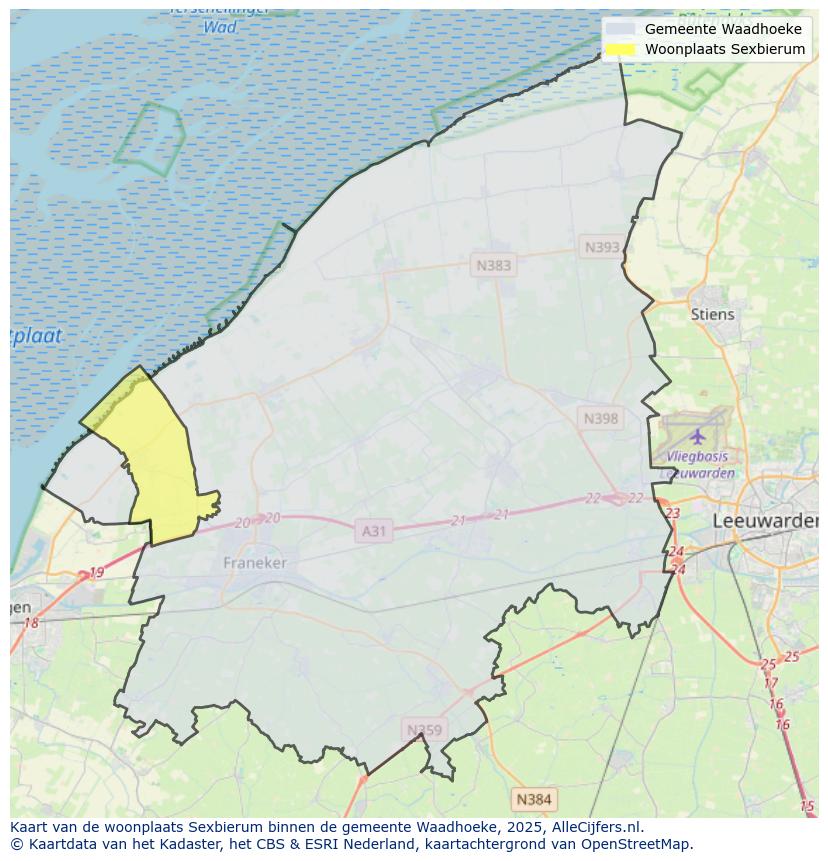 Afbeelding van de woonplaats Sexbierum op de kaart.