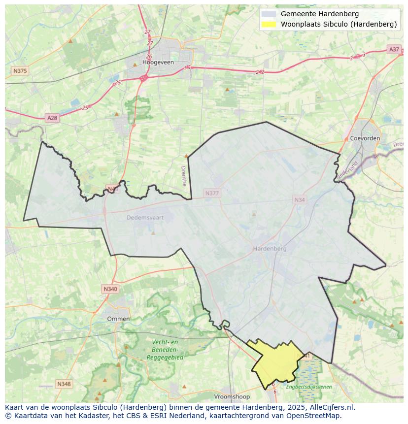 Afbeelding van de woonplaats Sibculo op de kaart.