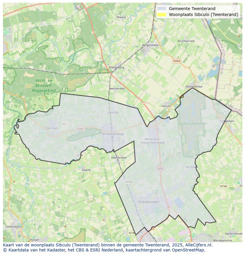 Afbeelding van de woonplaats Sibculo op de kaart.