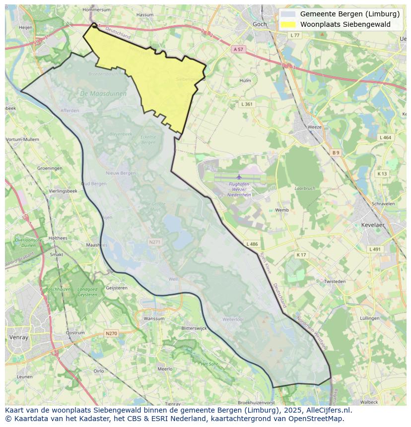 Afbeelding van de woonplaats Siebengewald op de kaart.