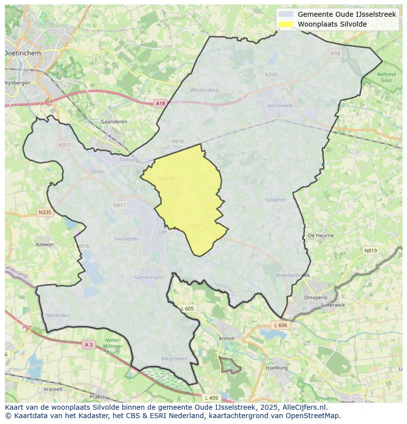 Afbeelding van de woonplaats Silvolde op de kaart.