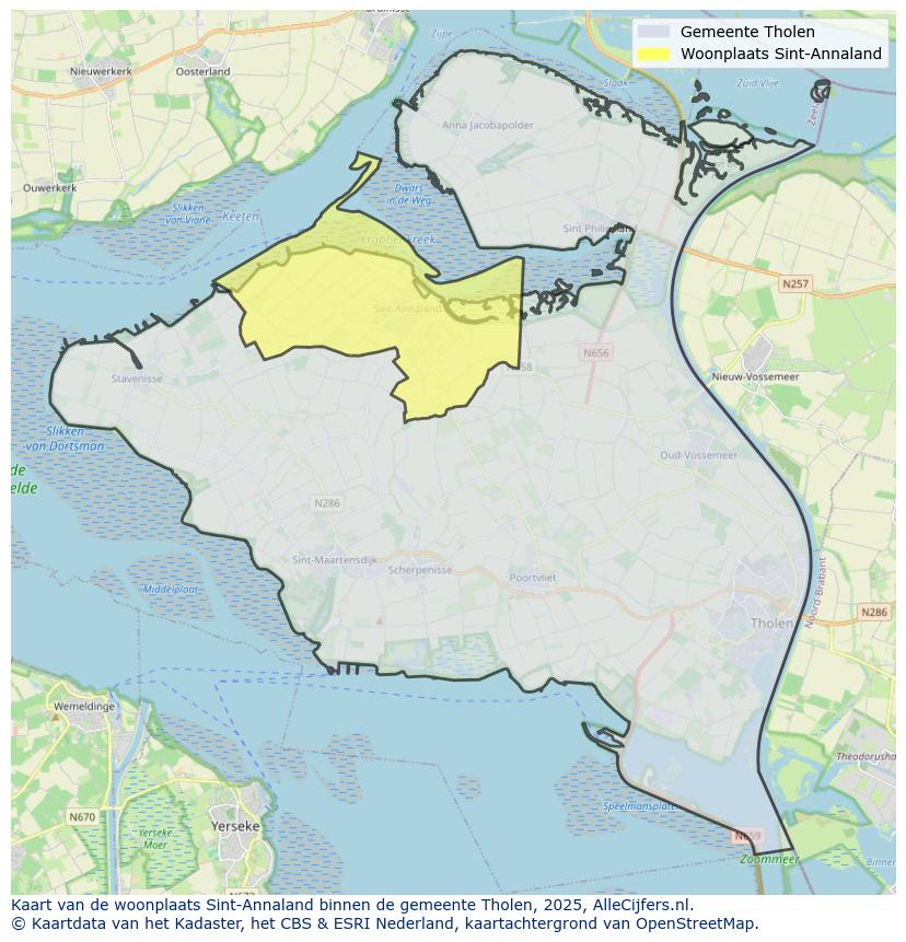 Afbeelding van de woonplaats Sint-Annaland op de kaart.