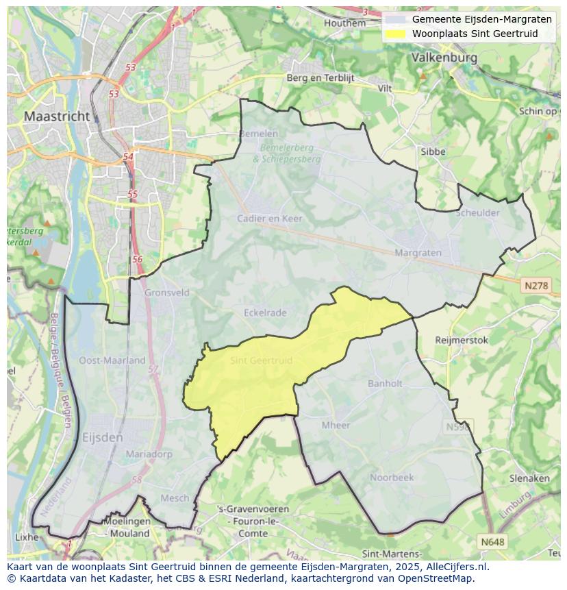 Afbeelding van de woonplaats Sint Geertruid op de kaart.