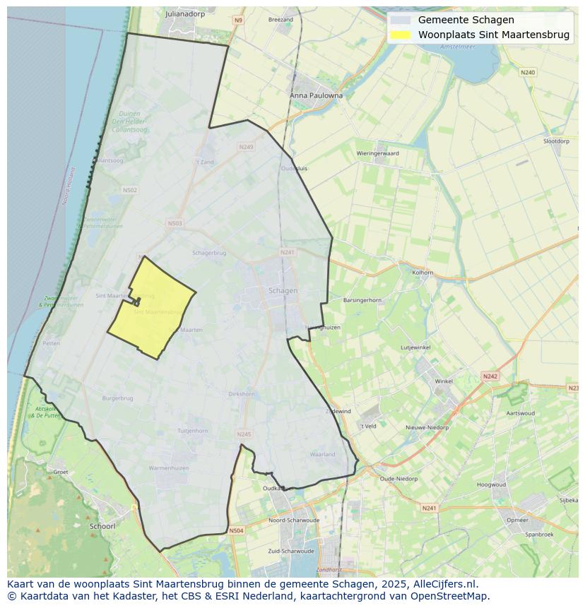 Afbeelding van de woonplaats Sint Maartensbrug op de kaart.