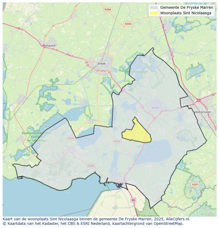 Afbeelding van de woonplaats Sint Nicolaasga op de kaart.