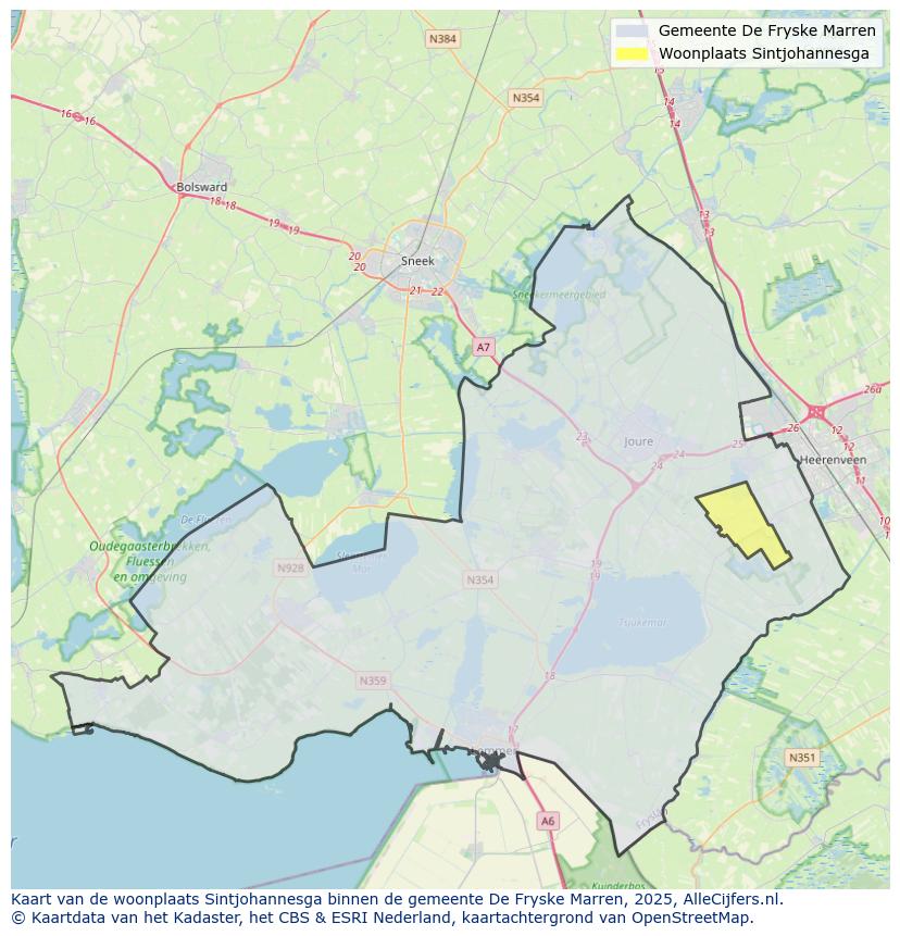 Afbeelding van de woonplaats Sintjohannesga op de kaart.