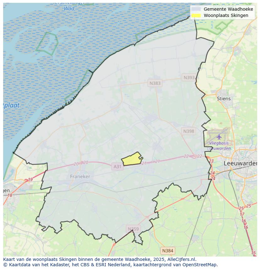 Afbeelding van de woonplaats Skingen op de kaart.