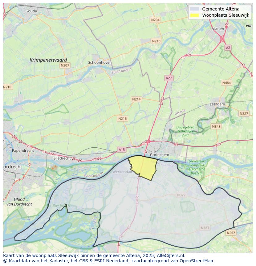 Afbeelding van de woonplaats Sleeuwijk op de kaart.
