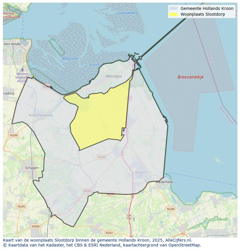 Afbeelding van de woonplaats Slootdorp op de kaart.